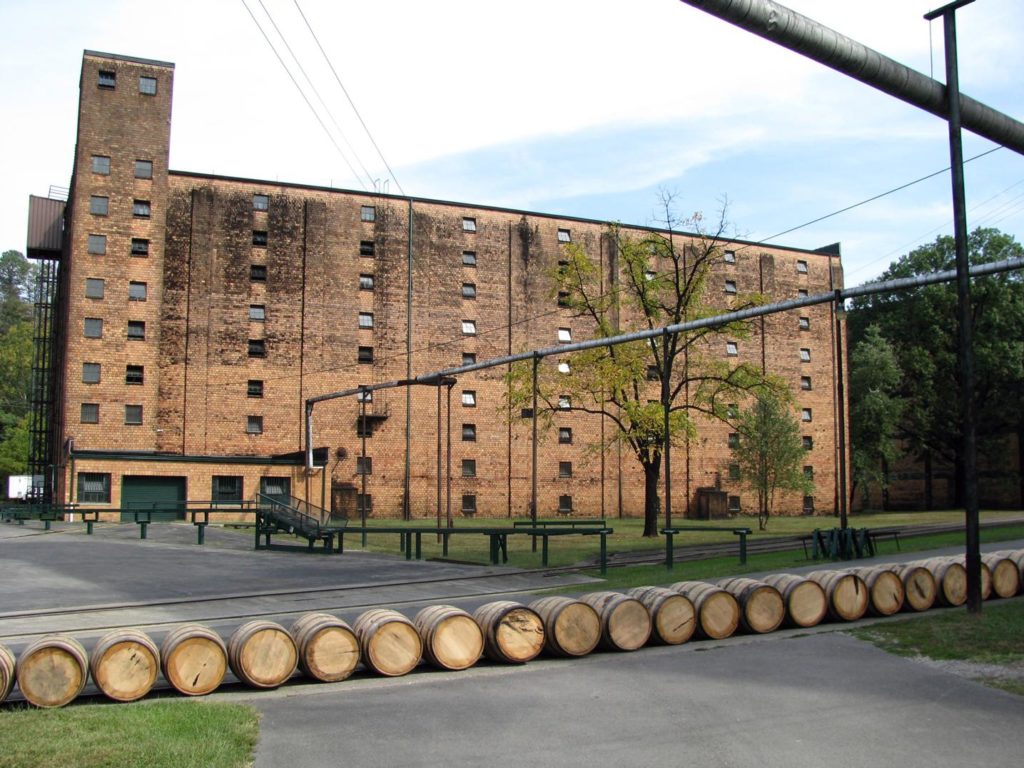 bourbon barrels at Lexington distillery