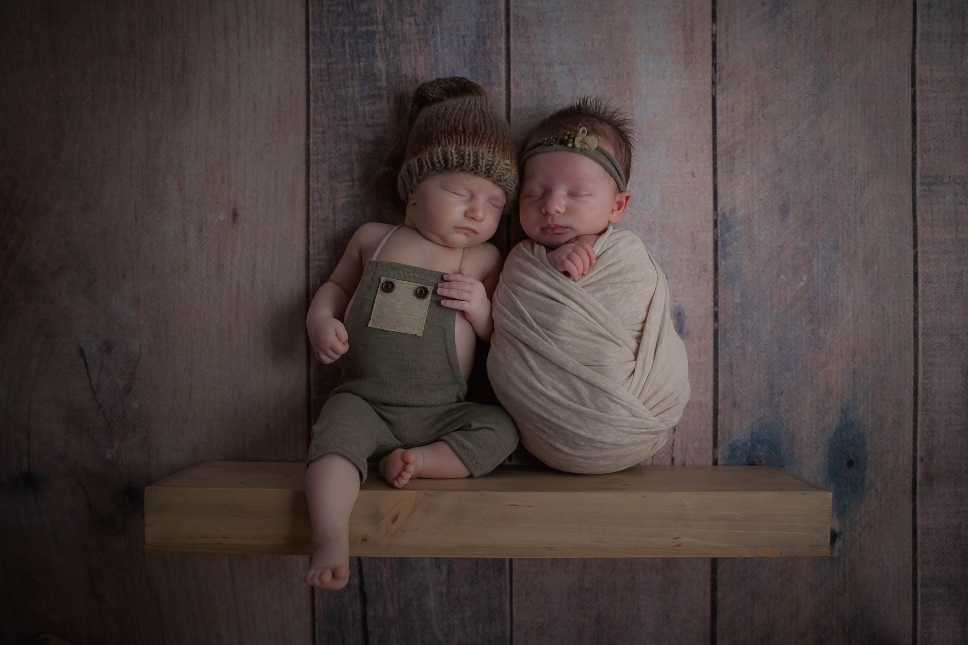 adorable newborn twins shelf pose